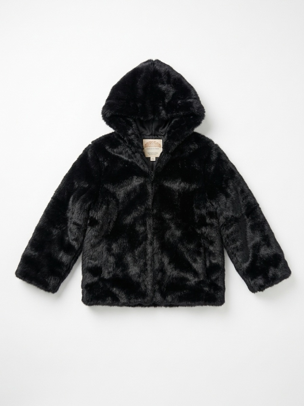 Outbrook Kids Black Faux Fur Hooded Puffer Coat for Kids EUC Size 4T
